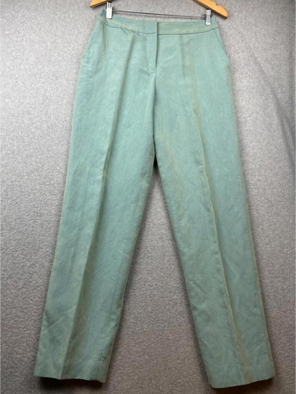 Vintage Ann Taylor Loft Womens Linen Straight Leg Pants Size 8 Iridescent Retro